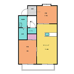 Mハイツ2 2LDKの間取図画像