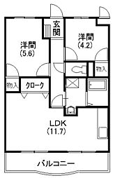 メディオ初生壱番館 2LDKの間取図画像