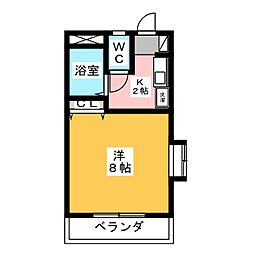 エスポワール初生B 1Kの間取図画像