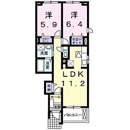 エトワール 2LDKの間取図画像