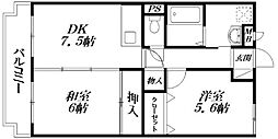パストラル・ヒル 2DKの間取図画像