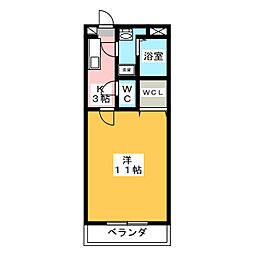クレアーレ 1Kの間取図画像