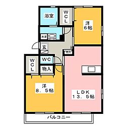 ラフィーネ・フォーレA 2LDKの間取図画像