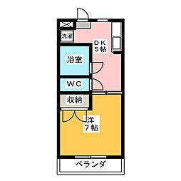 グリーンヒル 1DKの間取図画像