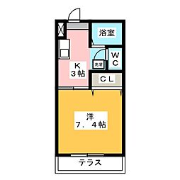 ヴォートル和合 1Kの間取図画像