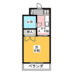 レジデンス三方が原 1Kの間取図画像
