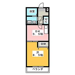 フォールズ 1DKの間取図画像
