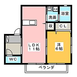 クリーン・コート 1LDKの間取図画像