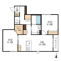 HEBEL MAISON SOCIA 2LDKの間取図画像