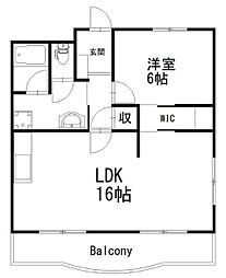 パティオ 1LDKの間取図画像