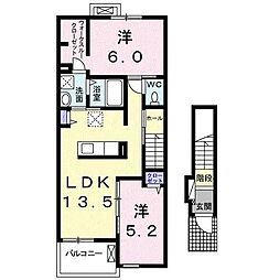 ケーズハーモニー1 2LDKの間取図画像