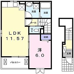 やすらぎ 1LDKの間取図画像