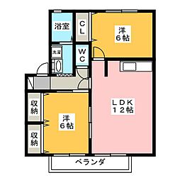 リジェール 2LDKの間取図画像
