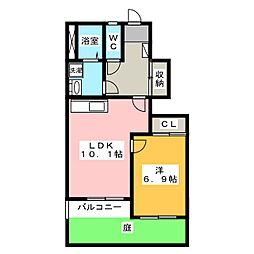 グランドヒルズ 1LDKの間取図画像