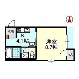 パル・ツカサ 1Kの間取図画像