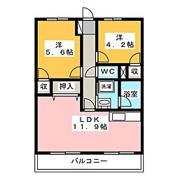 グランシャリオ 2LDKの間取図画像