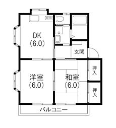 ドエル・富塚C 2DKの間取図画像