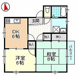 ハイツ葵 2DKの間取図画像