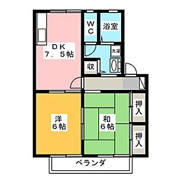プラースA 2DKの間取図画像