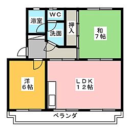 ベルハイム 2LDKの間取図画像