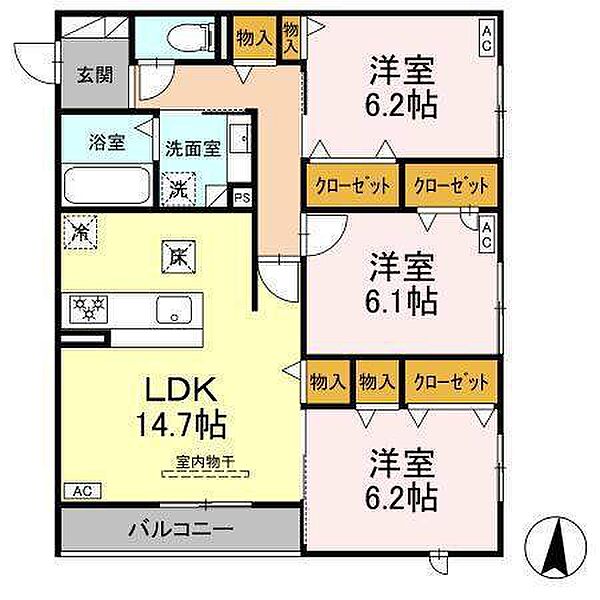 メゾン　ド　アン 201｜静岡県浜松市中央区上西町(賃貸アパート3LDK・2階・78.72㎡)の写真 その2