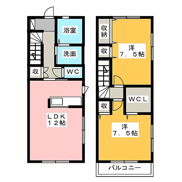 センティス ｜静岡県浜松市中央区青屋町(賃貸テラスハウス2SLDK・2階・69.56㎡)の写真 その2