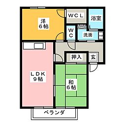 サンフィル高橋　B　C 1階2LDKの間取り