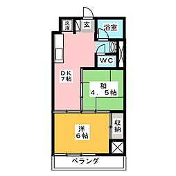 ビレッタ第2浜松 2DKの間取図画像