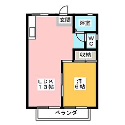セジュール本町 1LDKの間取図画像