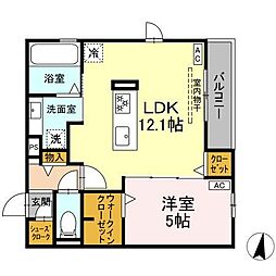 Uリッチトリシア 1LDKの間取図画像