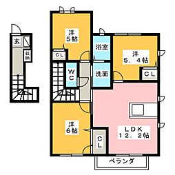 サンハイム北島B 3LDKの間取図画像