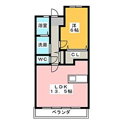 ピュアー 1LDKの間取図画像