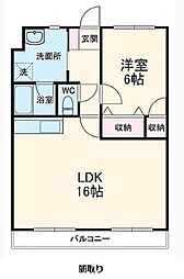 スウィートティファニー 1LDKの間取図画像
