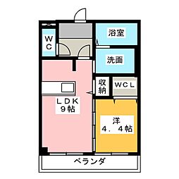 パレット名塚 1LDKの間取図画像