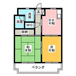 マンションカズ 2DKの間取図画像