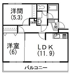 アルテール飯田 2LDKの間取図画像