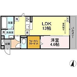 浜松市中央区篠ケ瀬町アパート 1LDKの間取図画像
