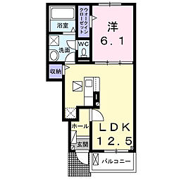 サンハイツ・ヤマヒコ 1LDKの間取図画像