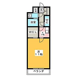 コートリー 1Kの間取図画像