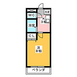 英和マンション大蒲 1Kの間取図画像