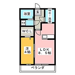 ハイム和C 1LDKの間取図画像