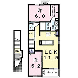 ディアコート2 2LDKの間取図画像
