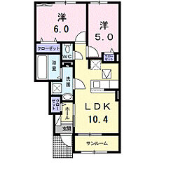カメリア2 2LDKの間取図画像