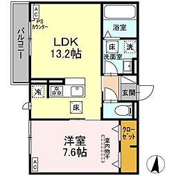 D-Hills原島町 1LDKの間取図画像
