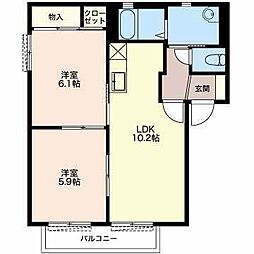 クレアール2 2LDKの間取図画像