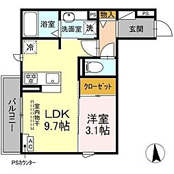 D-Hills領家II 1LDKの間取図画像