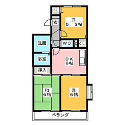 ベルパーク大瀬E 3DKの間取図画像