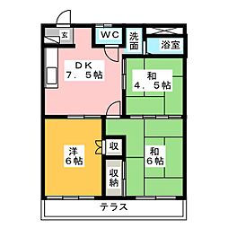 吉田ハイツ 3DKの間取図画像