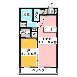 サンリット宮竹 1LDKの間取図画像