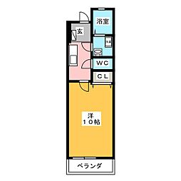 ルシェリア原島 1Kの間取図画像